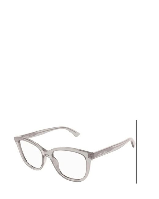 McQueen White Eyewear Square Frame Glasses