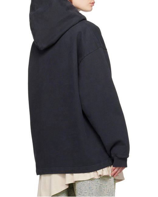 Acne Blue Logo Printed Oversized Hoodie