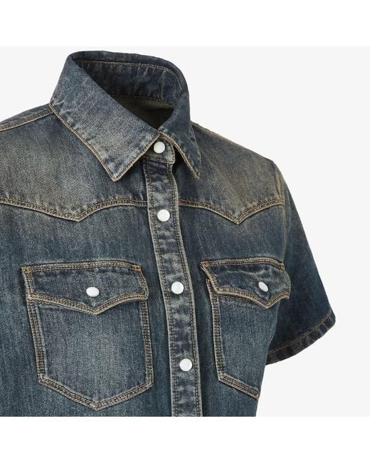 Fendi Blue Washed Denim Short Dress