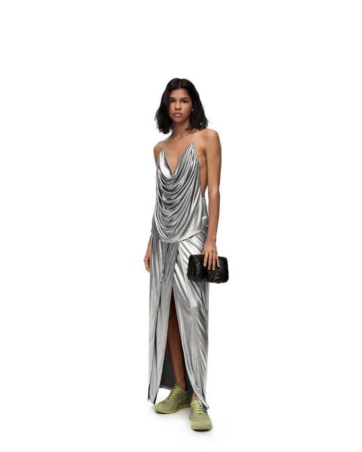 Loewe Gray Draped Midi Skirt