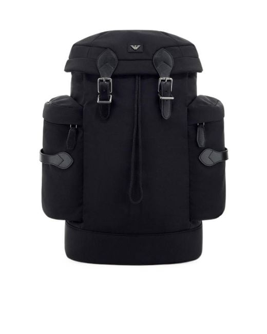 Emporio Armani Blue Logo Appliqué Flap Backpack for men