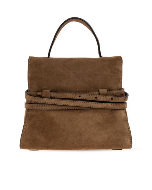 Moschino Brown Logo Detailed Top Handle Handbag