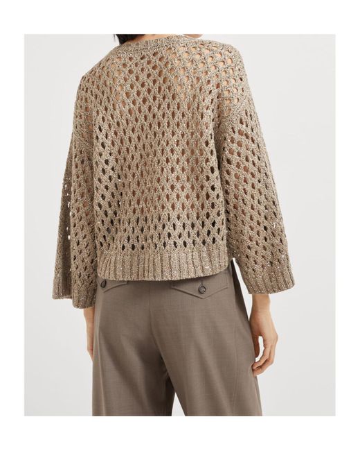 Brunello Cucinelli Natural Open-Knit Jumper