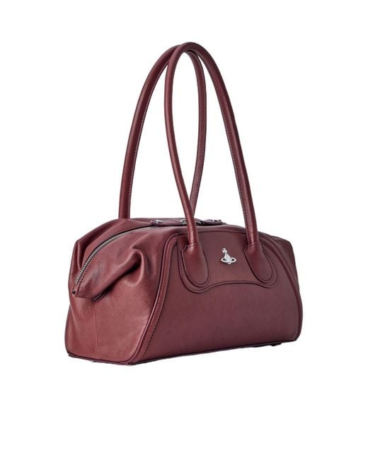 Vivienne Westwood Red Orb-Plaque Zip-Up Shoulder Bag