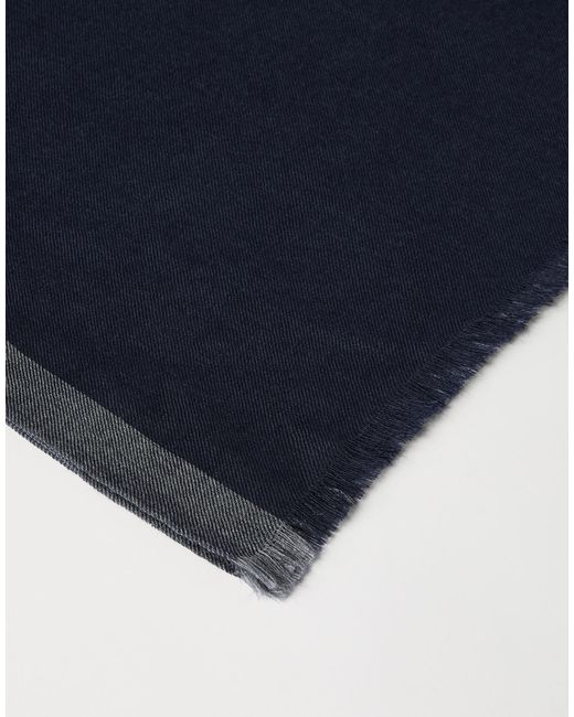 Brunello Cucinelli Blue Fringed Scarf for men