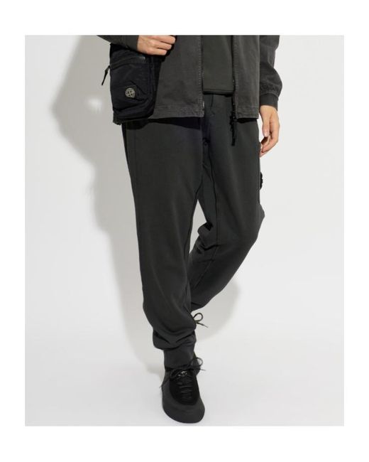 Stone Island Gray Elastic-Waist Athletic Pants for men