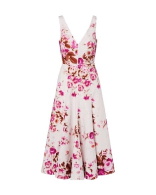 Erdem Pink Floral Cotton Poplin Cocktail Dress