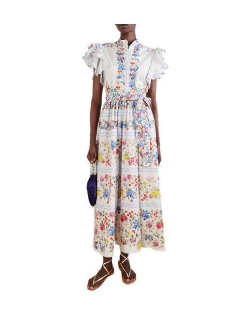 Mary Katrantzou White Fresh Printed Dress