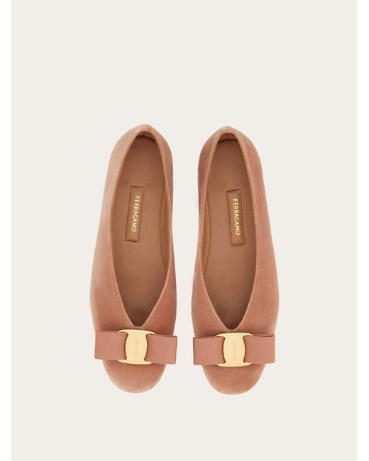 Ferragamo Brown Bow Detailed Slip-On Ballerina Shoes
