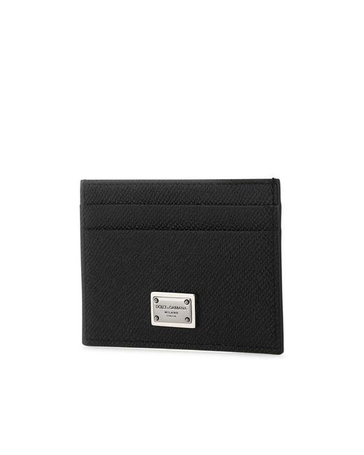 Dolce & Gabbana Black Logo Plaque Open Top Cardholder for men