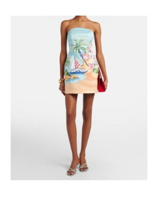 Leo Blue Printed Bustier Dress