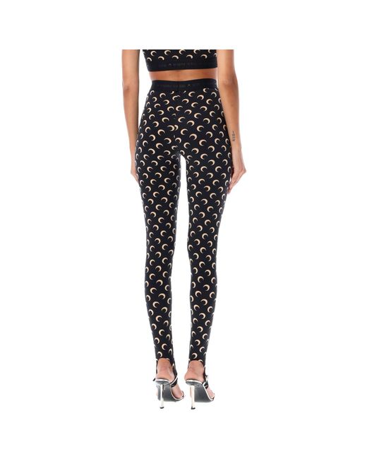 MARINE SERRE Black Moon Printed Skinny-Cut Leggings
