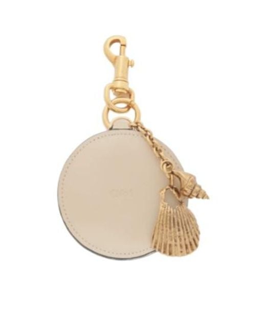 Chloé White Mirror-Detail Leather Keyring