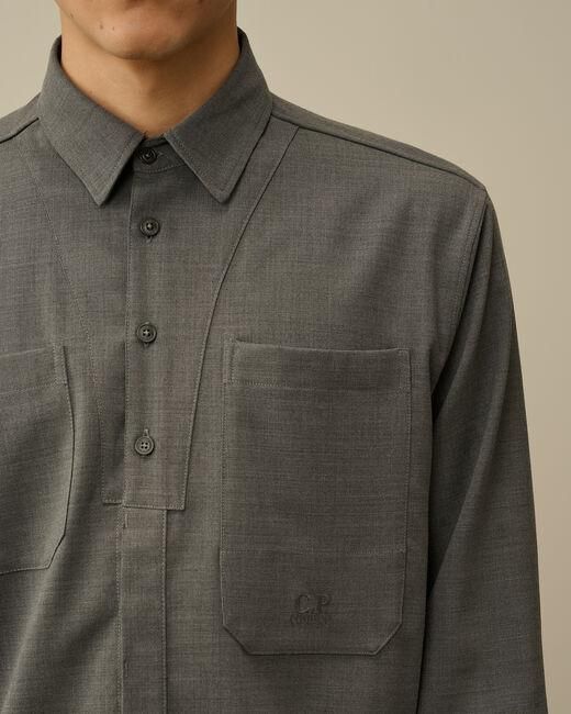 C P Company Green Long-Sleeved Wool Shirt for men