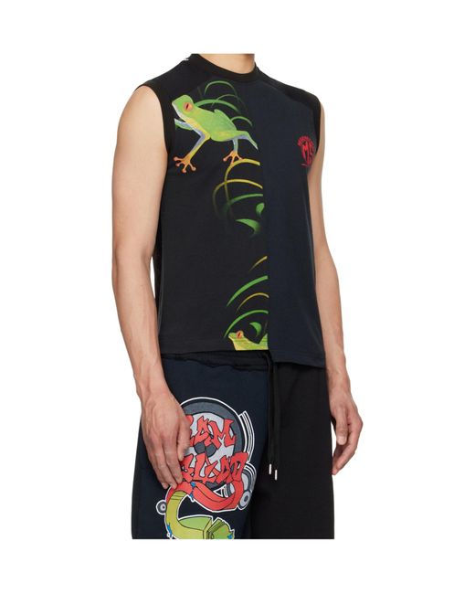 MARINE SERRE Blue Regenerated Graphic T-Shirts Tank Top for men