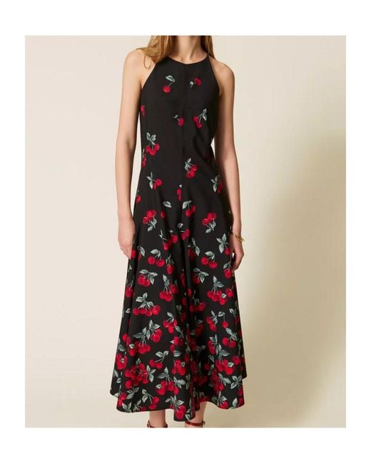 Twinset Cherry Print Flared Dress