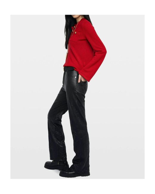 Zadig & Voltaire Red Lucas Button-Detailed Sweater
