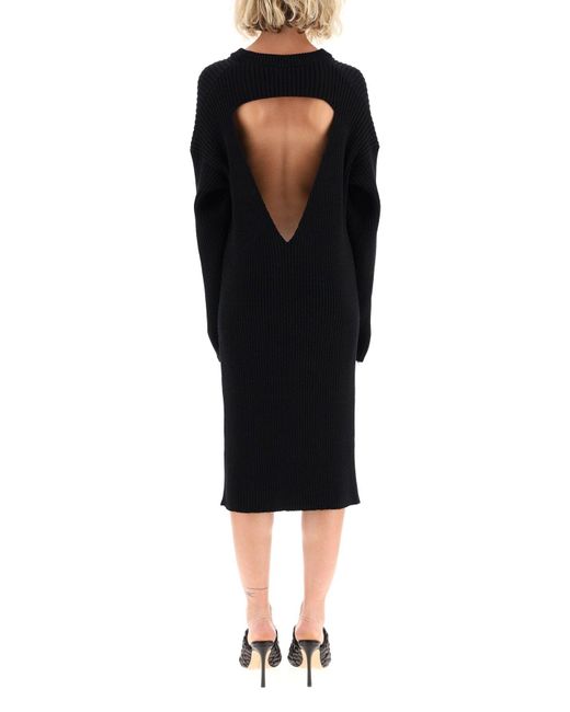 Bottega Veneta Black Open Back Knitted Dress