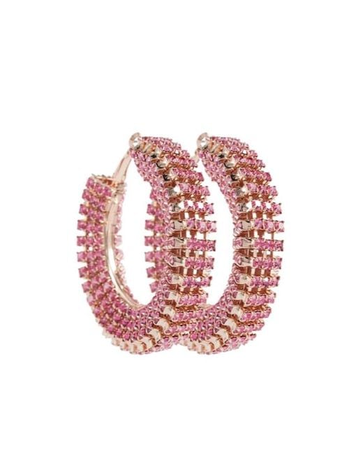 Magda Butrym Pink Crystal-Embellished Hoop Earrings