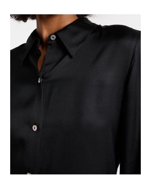 Vince Black Silk-Blend Satin Shirt