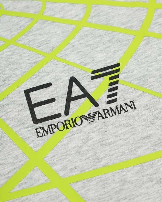 EA7 Gray Logo Printed Round Collar T-Shirt for men