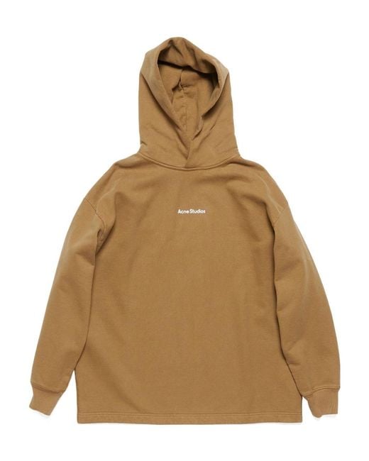 Acne Natural Logo Printed Drop Shoulder Hoodie