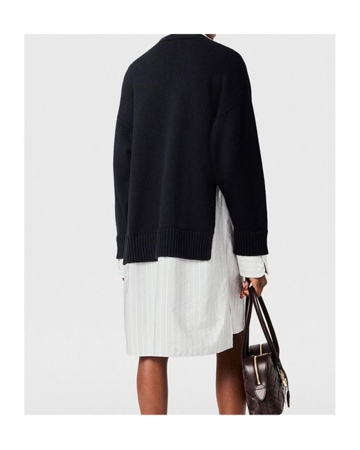 Stella McCartney Blue Crew-Neck Sweater Shirt Midi Dress