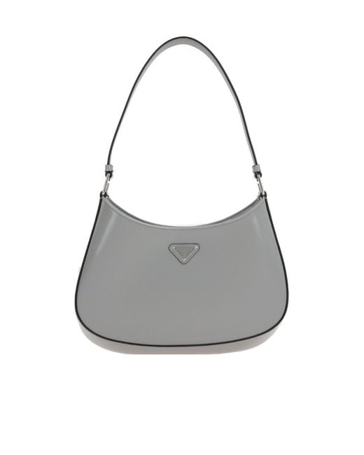 Prada Gray Cleo Brushed Leather Shoulder Bag