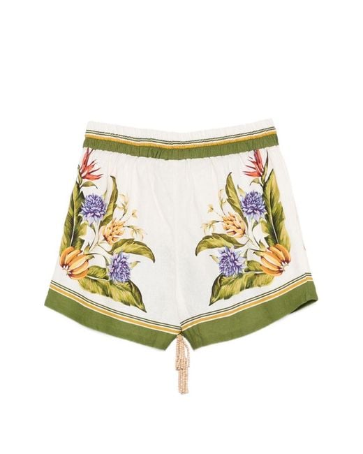 Farm Rio Yellow Tropical Scarf Printed Shorts