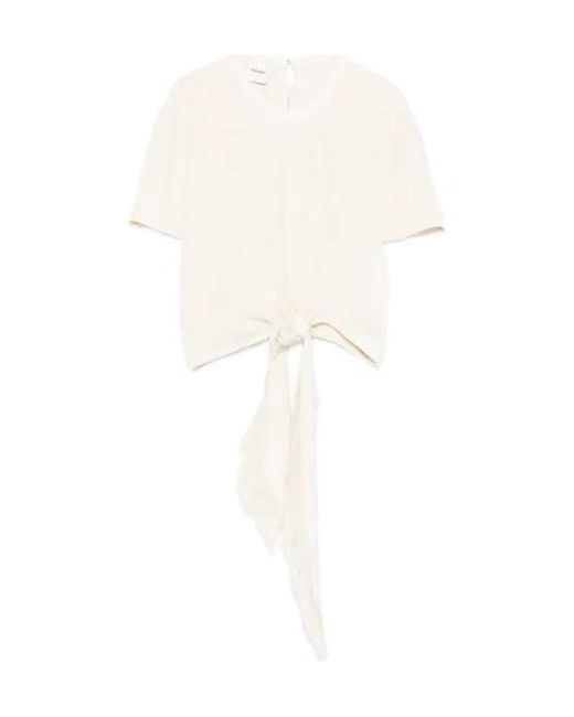 Nanushka White Mariel Frayed-Detail Top