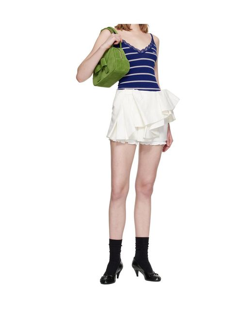 ShuShu/Tong Blue Striped Knitted Vest Bodysuit