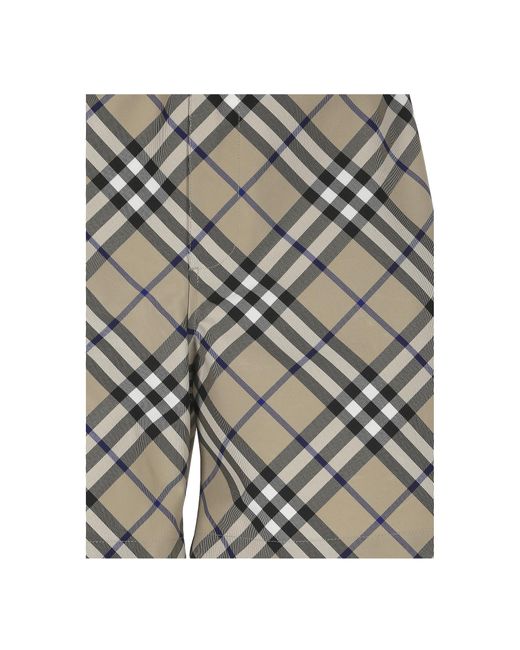 Burberry Gray Check Pattern Shorts for men