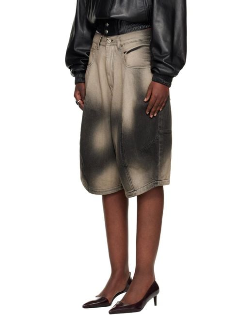 Lu'u Dan Green Puffa Denim Shorts for men