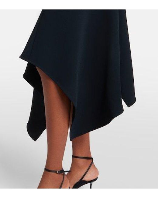 Victoria Beckham Black Asymmetric Draped Cady Midi Dress