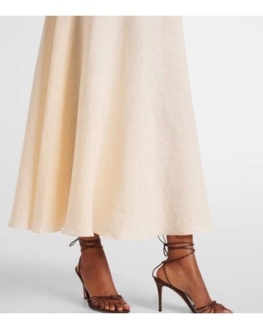Johanna Ortiz White Embellished Linen Maxi Dress
