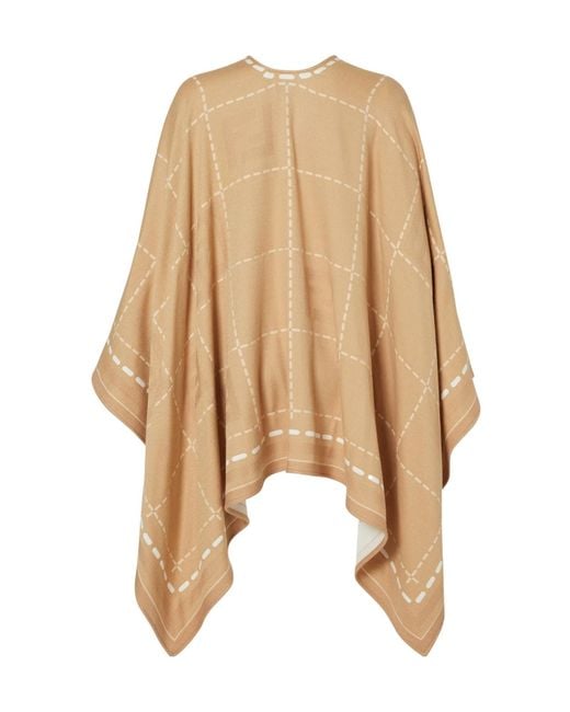 Fendi Natural Ff Jacquard Checked Poncho