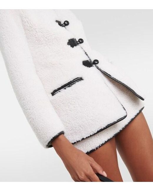 Blancha White Leather-Trimmed Shearling Jacket