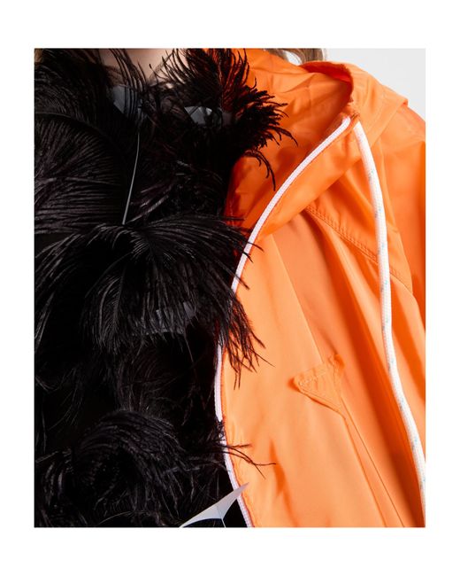 Prada Orange Zip-Up Hooded Jacket
