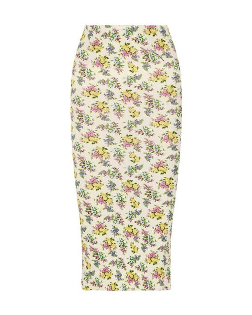 Dolce & Gabbana Metallic Floral-Print Pencil Skirt
