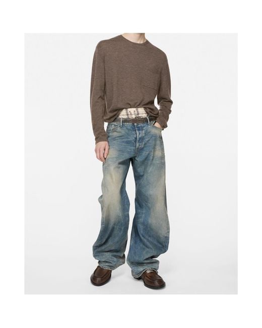Acne Brown Logo Patch Crewneck Jumper for men
