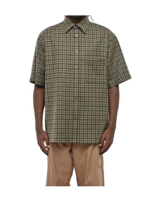 DARKPARK Green Checked Short-Sleeve Shirt for men