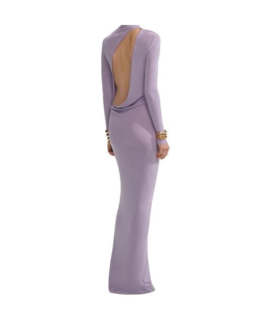 Self-Portrait Purple Lilac Viscose Knit Maxi Dress