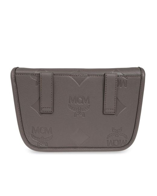 MCM Black Logo Embossed Shoulder Bag for men