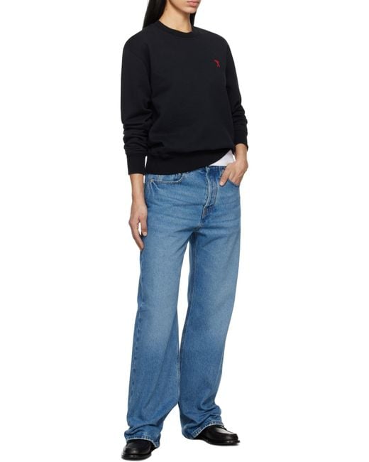 AMI Black Ami De Coeur Crewneck Sweatshirt