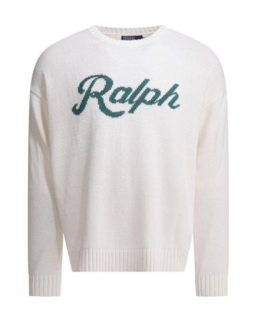 Polo Ralph Lauren White Crew Neck Knitted Sweater for men