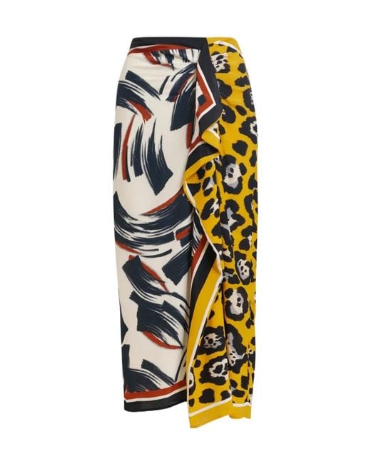 Essentiel Antwerp White Printed Pleated Midi Skirt