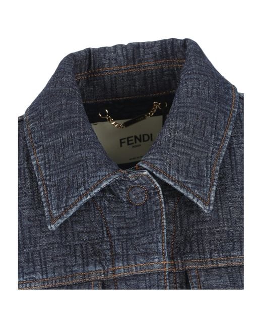 Fendi Blue Ff Cropped Denim Jacket