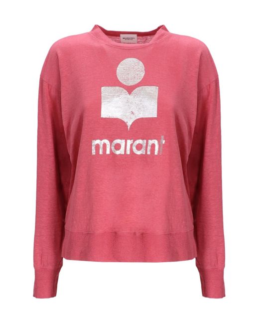 Isabel Marant Pink Étoile Logo Printed Long-Sleeved T-Shirt