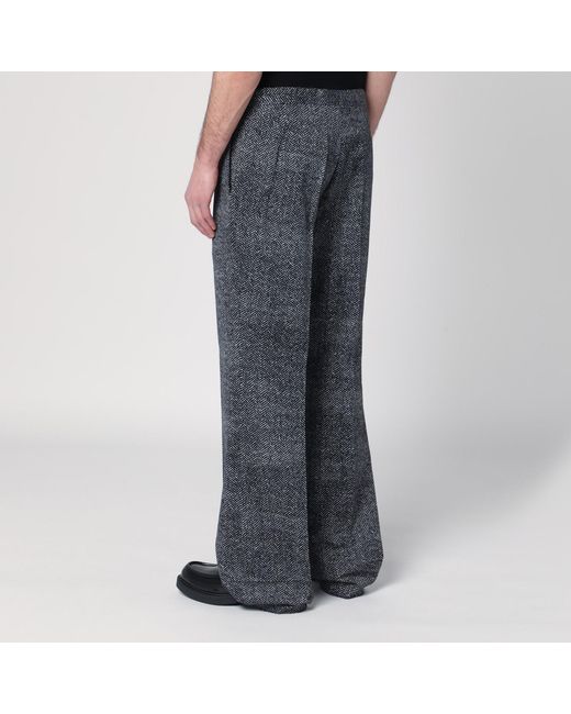 Prada Gray Printed Cotton Gabardine Pants for men