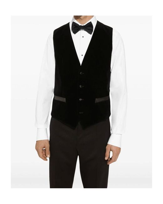 Dolce & Gabbana Black Buttoned Sleeveless Jacket for men